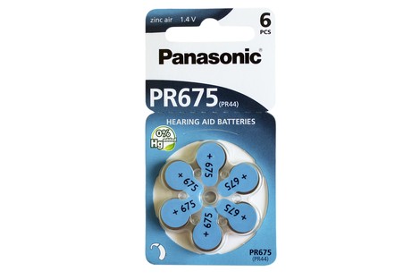 Батарейка Panasonic PR675 Hearing Aid Batteries Zinc Air (PR675(44H)/6LB) [PR675/6LB]