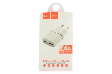 Мережевий зарядний пристрій Hoco C12 Dual USB Charger 2.4A