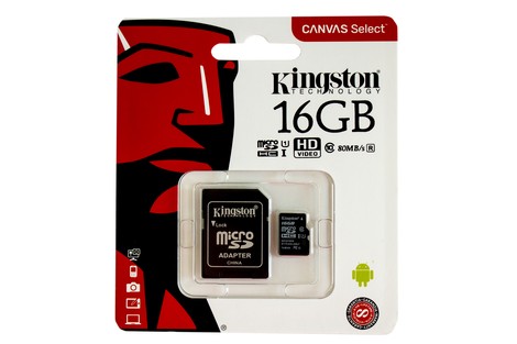 Карта памяти Kingston Canvas Select 16GB micro SDHC (UHS-1) class10 + SD Adapter (SDCS/16GB)