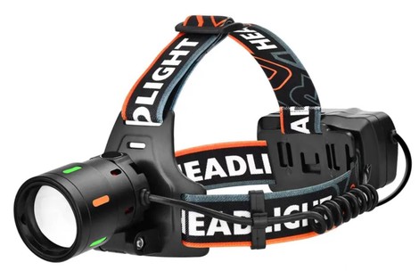 Налобний ліхтар BL-T207-TG (PM10-TG), Zoom, Type-C, 2*18650, алюмінієвий корпус