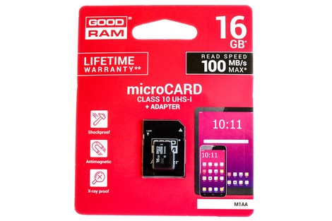 Карта памяти GOODRAM 16GB micro SDHC (UHS-1) class10 + SD Adapter (M1AA/16GB)