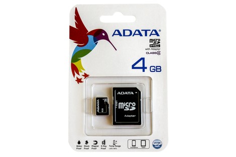 Карта памяти ADATA 4GB micro SDHC class4 + SD Adapter (AUSDH4GCL4-RA1/4GB)
