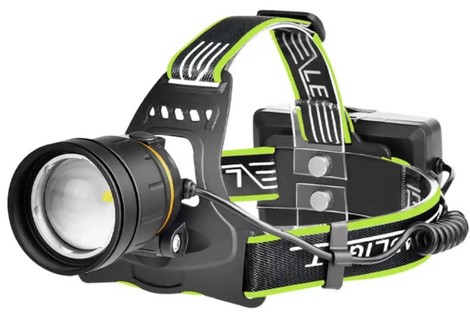 Налобний ліхтар BL-A12-3-P90, Zoom, PB, Type-C, 3*18650, алюмінієвий корпус