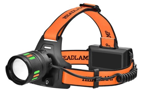 Налобний ліхтар BL-T203-TG (PM10-TG+СОВ), Zoom, Type-C, 2*18650, алюмінієвий корпус