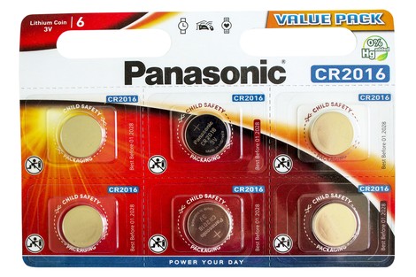 Батарейка Panasonic CR2016 Lithium Coin (CR-2016EL/6BP)