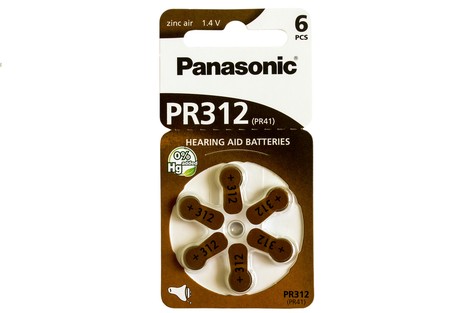 Батарейка Panasonic PR312 Hearing Aid Batteries Zinc Air (PR-312(41)/6LB) [PR312/6LB]