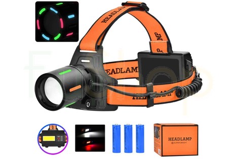 Налобний ліхтар BL-T67-TG (PM10-TG+СОВ), Zoom, Type-C, 3*18650, алюмінієвий корпус