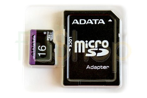 Карта памяти ADATA Premier 16GB micro SDHC (UHS-1) class10 + SD Adapter (AUSDH16GU1CL10-RA1/16GB)