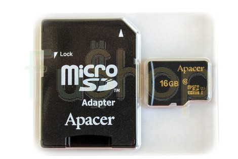Карта пам’яті Apacer 16GB micro SDHC (UHS-1) class10 + SD Adapter (AP16GMCSH10U1-R/16GB)