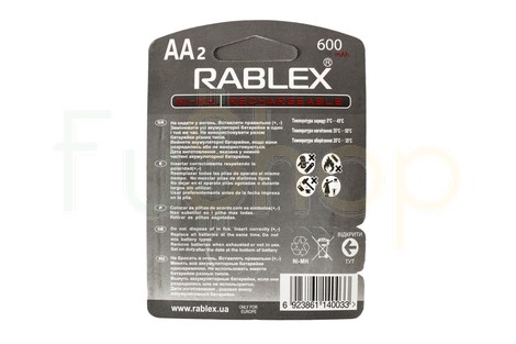 Аккумулятор Rablex AA 600mAh Ni-Mh Battery 1.2V (2 шт.)