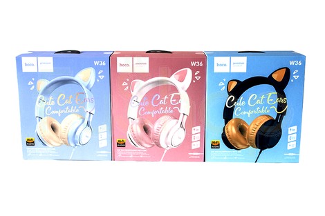 Проводные накладные наушники Hoco W36 Cat ear headphones with mic