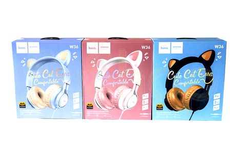 Провідні накладні навушники Hoco W36 Cat ear headphones with mic