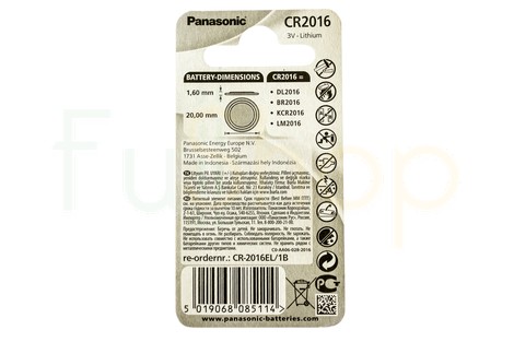 Батарейка Panasonic CR2016 Lithium Coin (CR-2016EL/1B)