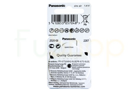 Батарейка Panasonic PR675 Hearing Aid Batteries Zinc Air (PR-675(44H)/6LB) [PR675/6LB]