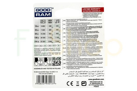 Карта памяти GOODRAM 16GB micro SDHC (UHS-1) class10 + SD Adapter (M1AA/16GB)