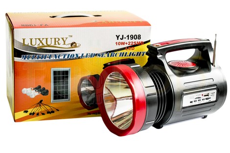 Фонарь-прожектор Yajia YJ-1908T 10W+22LED USB Power Bank/FM/Solar