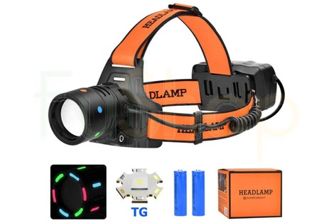 Налобний ліхтар BL-T210-TG (PM10-TG), Zoom, Type-C, 2*18650, алюмінієвий корпус