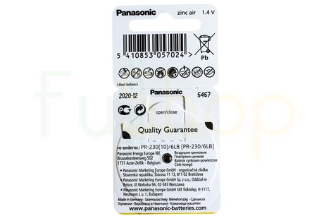 Батарейка Panasonic PR10 Hearing Aid Batteries Zinc Air (PR230(10)/6LB) [PR230/6LB]