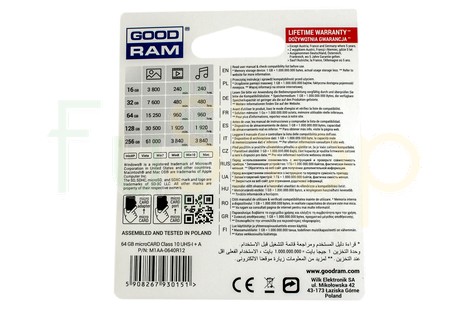 Карта пам’яті GOODRAM 64GB micro SDHC (UHS-1) class10 + SD Adapter (M1AA/64GB)