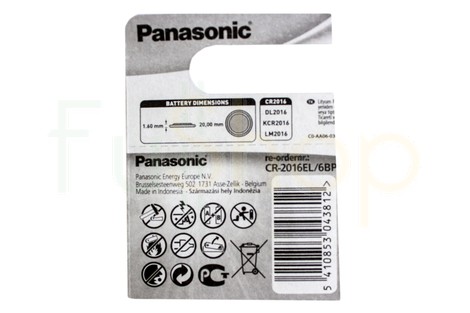 Батарейка Panasonic CR2016 Lithium Coin (CR-2016EL/6BP)