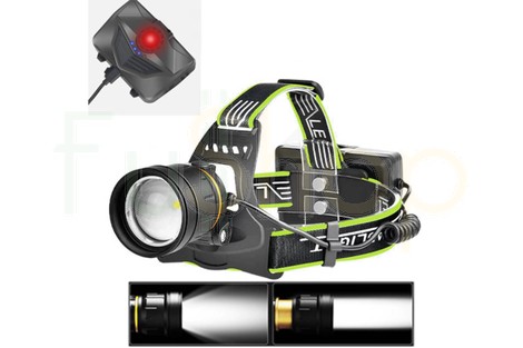 Налобний ліхтар BL-A12-3-P90, Zoom, PB, Type-C, 3*18650, алюмінієвий корпус