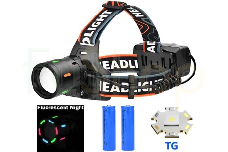 Налобний ліхтар BL-T207-TG (PM10-TG), Zoom, Type-C, 2*18650, алюмінієвий корпус