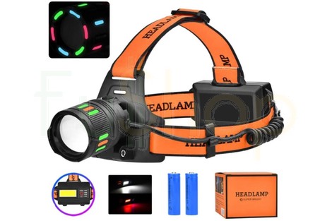 Налобний ліхтар BL-T203-TG (PM10-TG+СОВ), Zoom, Type-C, 2*18650, алюмінієвий корпус