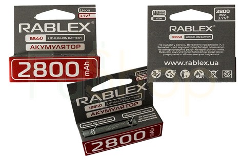 Акумулятор Rablex 18650 2800mAh Li-ion Battery 3.7V з захистом