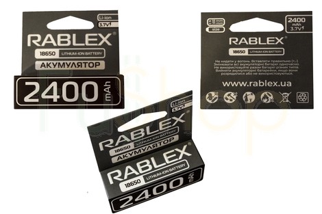 Аккумулятор Rablex 18650 2400mAh Li-ion Battery 3.7V