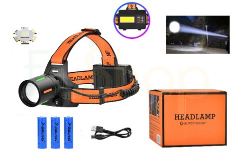 Налобний ліхтар BL-T67-TG (PM10-TG+СОВ), Zoom, Type-C, 3*18650, алюмінієвий корпус