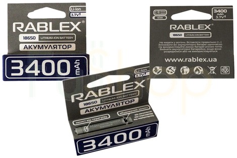 Акумулятор Rablex 18650 3400mAh Li-ion Battery 3.7V з захистом