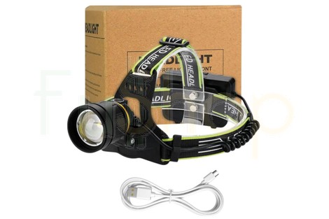 Налобний ліхтар BL-A12-3-P90, Zoom, PB, Type-C, 3*18650, алюмінієвий корпус