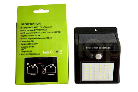 Вуличний автономний світильник XF-6010-30SMD Solar Motion Sensor Light (сонячна панель, датчик руху)