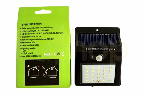 Вуличний автономний світильник XF-6016-25SMD Solar Motion Sensor Light (сонячна панель, датчик руху)