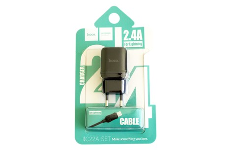 Мережевий зарядний пристрій Hoco C22А SET USB Charger Lightning 2.4A