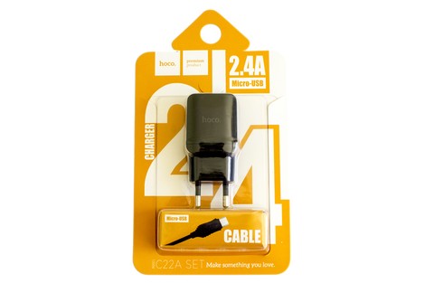 Мережевий зарядний пристрій Hoco C22А SET USB Charger Micro 2.4A