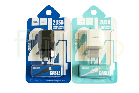 Мережевий зарядний пристрій Hoco C33А SET USB Charger Lightning 2.4A