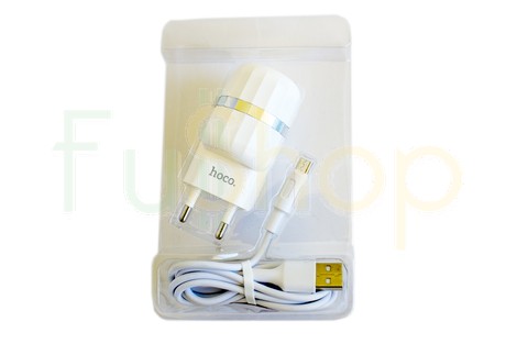 Мережевий зарядний пристрій Hoco C41A Wisdom Dual USB Charger Set Micro 2.4A 12W