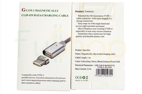 USB кабель Magnetically Clip-On Type C G5 1M 2.4А