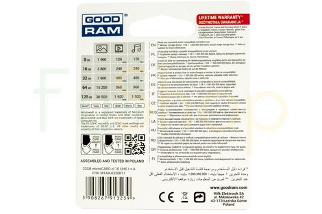 Карта памяти GOODRAM 32GB micro SDHC (UHS-1) class10 + SD Adapter (M1АА/32GB)