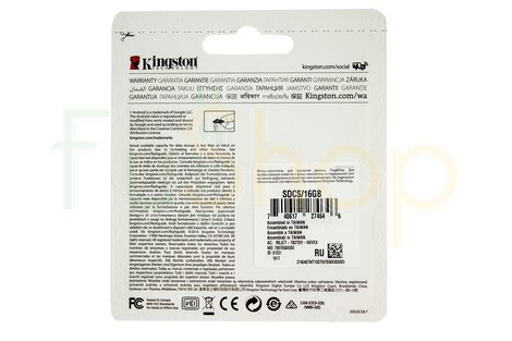 Карта памяти Kingston Canvas Select 16GB micro SDHC (UHS-1) class10 + SD Adapter (SDCS/16GB)