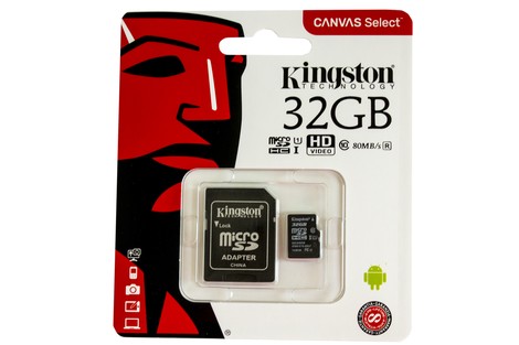 Карта памяти Kingston Canvas Select 32GB micro SDHC (UHS-1) class10 + SD Adapter (SDCS/32GB)