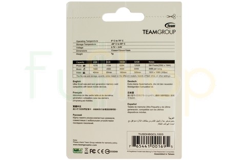 Карта памяти Team 8GB micro SDHC class10 + SD Adapter (TUSDH8GCL1003/8GB)