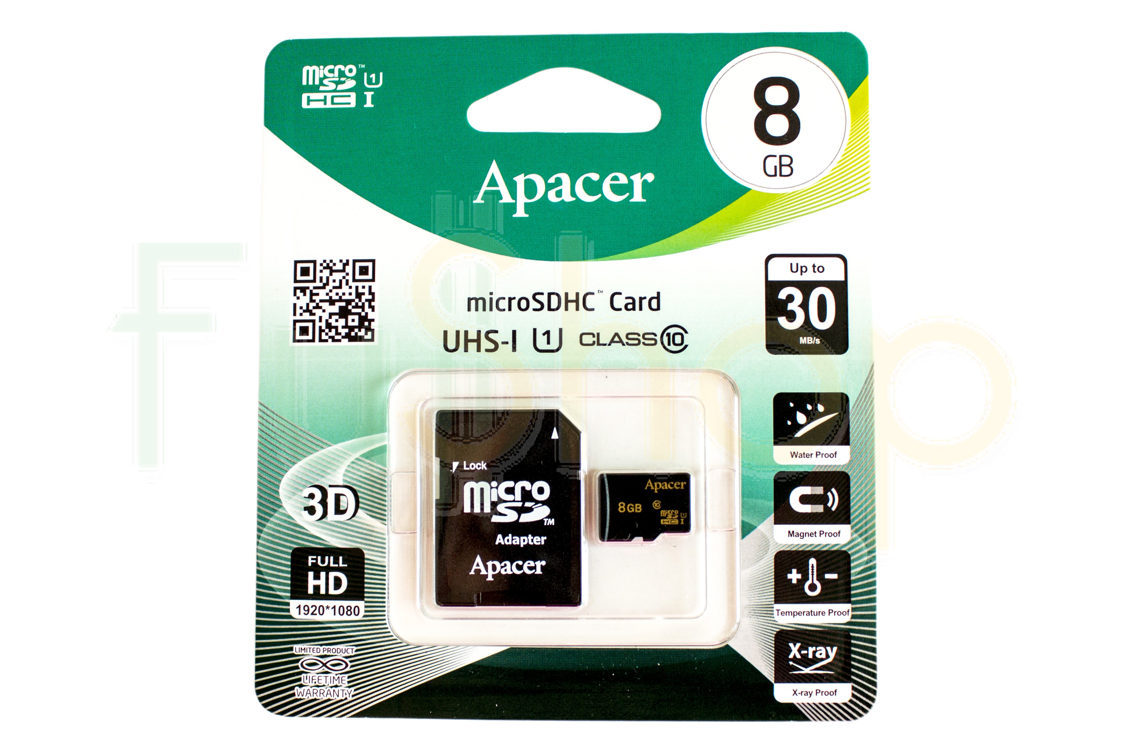 Карта памяти Apacer 8GB micro SDHC (UHS-1) class10 + SD Adapter (AP8GMCSH10U1-R/8GB)