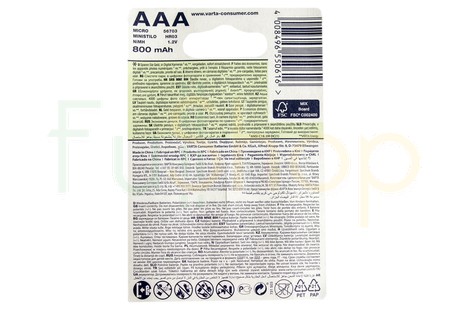 Акумулятор Varta AAA 800mAh NiMh (4 шт.) Rechargeable Accu