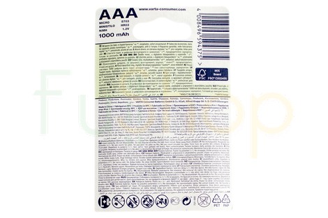 Аккумулятор Varta AAA 1000mAh NiMh (4 шт.) Rechargeable Accu