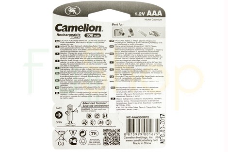 Аккумулятор Camelion AAA 300mAh NiCd (2 шт.) Rechargeable Accu Economical Energy (NC-AAA300BP2)