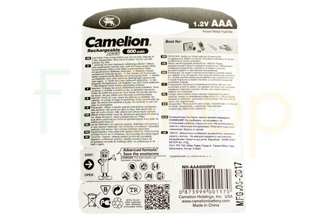 Аккумулятор Camelion AAA 600mAh NiMh (2 шт.) Rechargeable Accu Advanced Formula (NH-AAA600BP2)