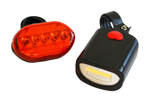 Комплект велосипедных фар SF-035-COB 3*ААА, STOP-5LED 2*AAA