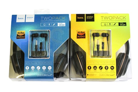 Комплект проводных наушников накладные+вакуумные Hoco W24 Enlighten Headphones+Earphones